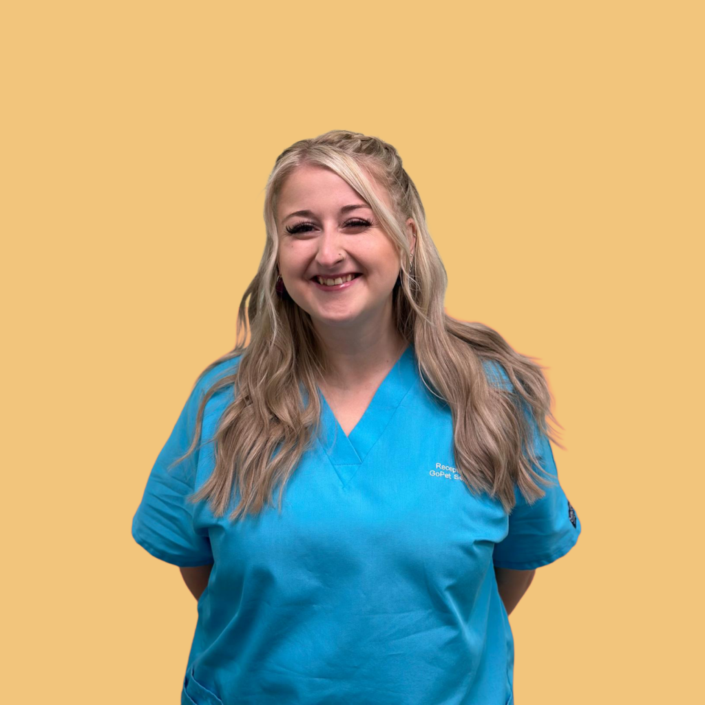 Person in blue medical scrubs