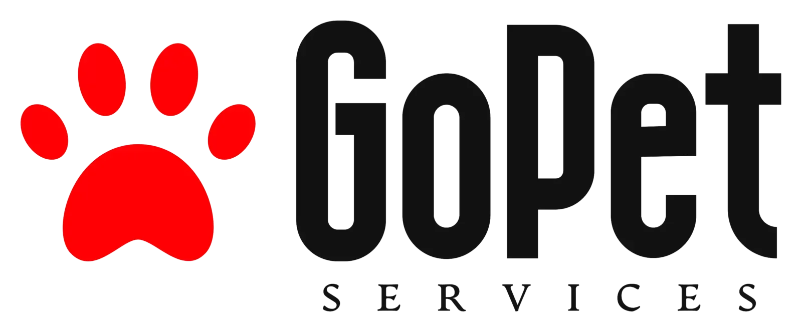 GoPet Services logo with a red paw print on the left and GoPet Services logo on the right